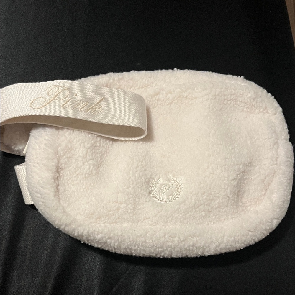 Pink Victoria’s Secret White Sherpa belt bag